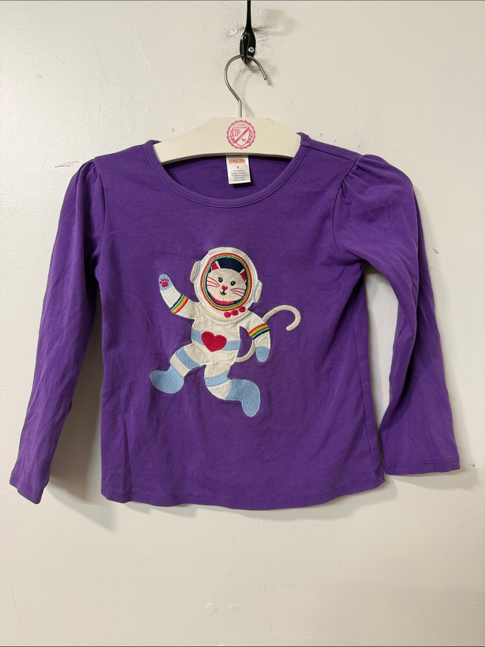 Gymboree Purple Long Sleeve Tee with Space Cat Patch
